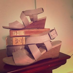 Franco Sarto leather wedged heel sandals.